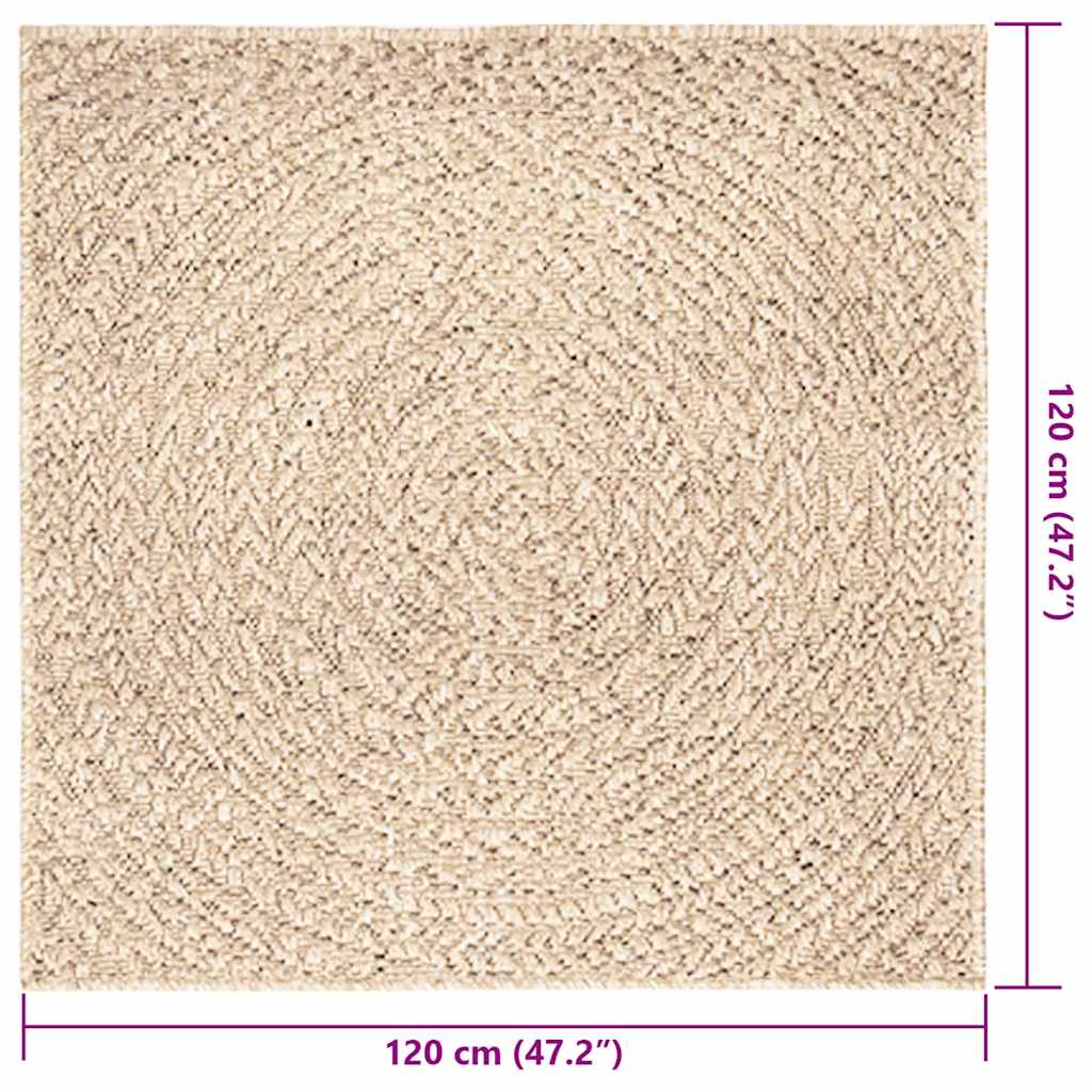 Rug ZIZUR Beige 120x120 cm Jute Look Indoor and Outdoor