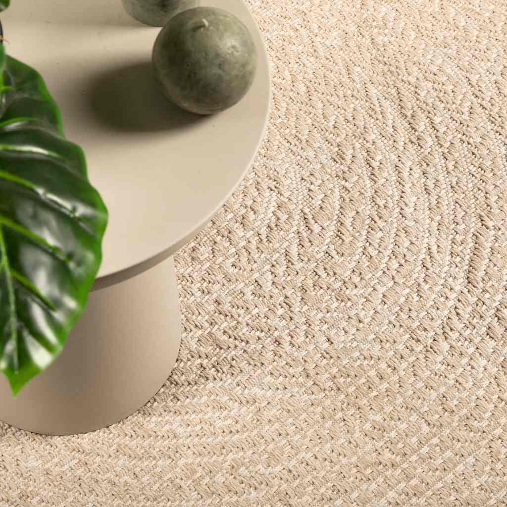 Rug ZIZUR Beige 120x120 cm Jute Look Indoor and Outdoor