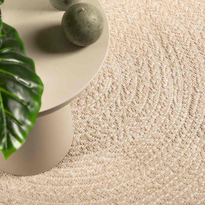 Rug ZIZUR Beige 120x120 cm Jute Look Indoor and Outdoor