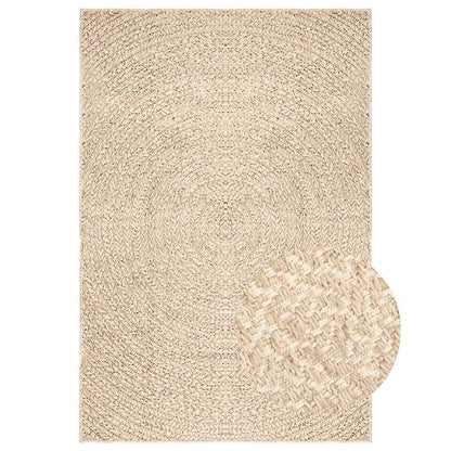 Rug ZIZUR Beige 140x200 cm Jute Look Indoor and Outdoor