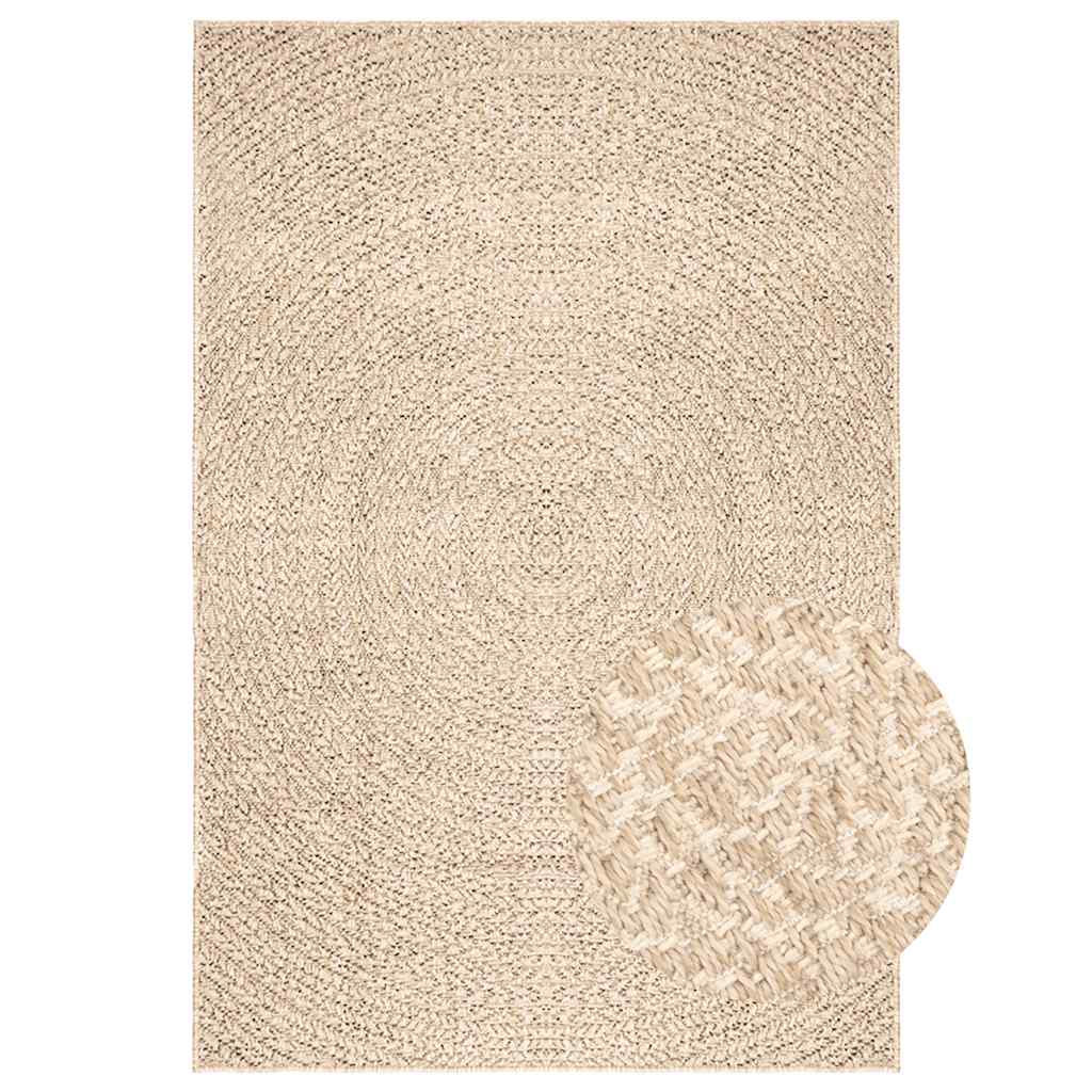 Rug ZIZUR Beige 200x290 cm Jute Look Indoor and Outdoor