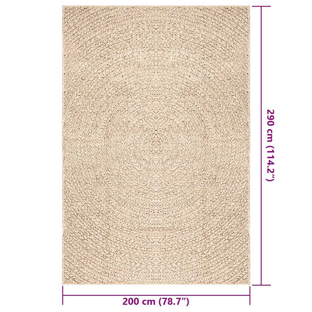 Rug ZIZUR Beige 200x290 cm Jute Look Indoor and Outdoor