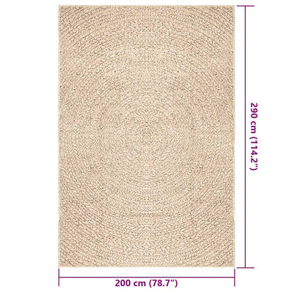 Rug ZIZUR Beige 200x290 cm Jute Look Indoor and Outdoor