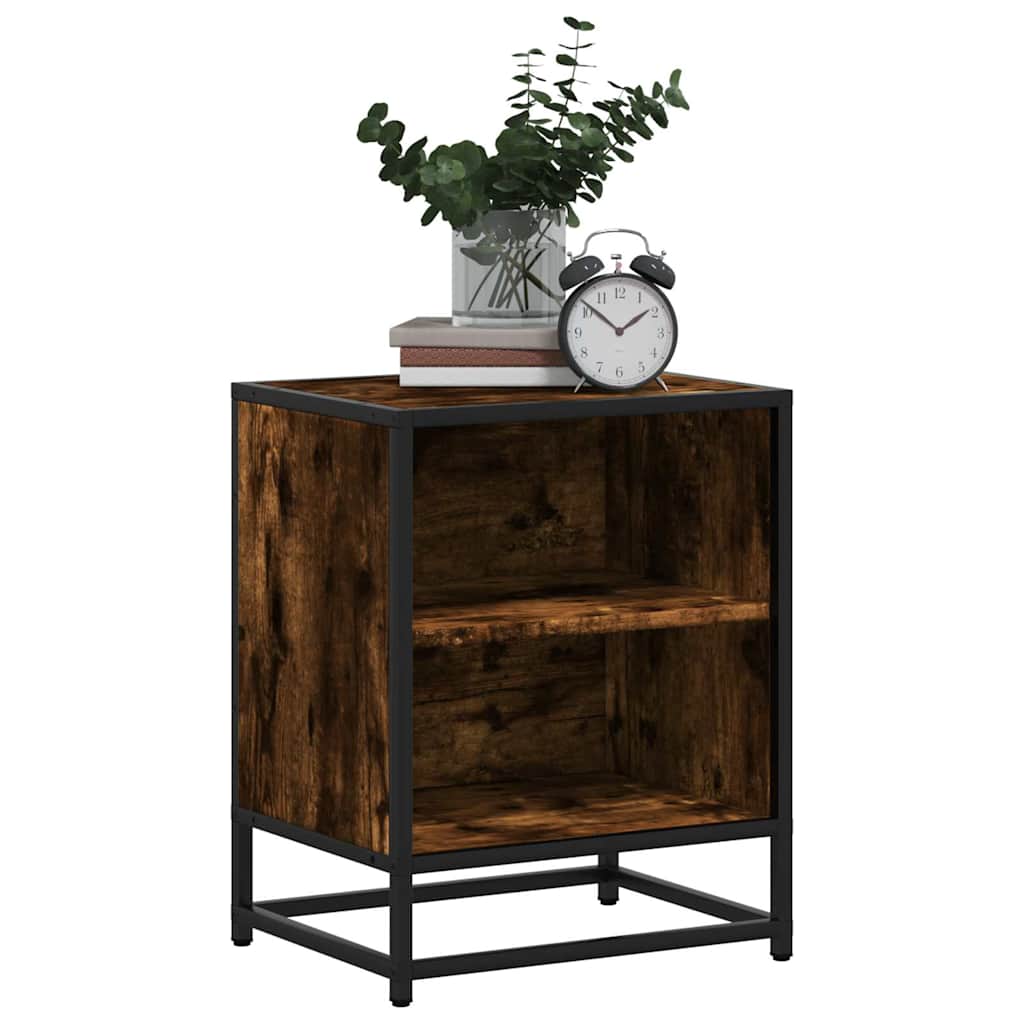 Bedside Cabinets 2 pcs Smoked Oak 40x31x50 cm Engineered Wood and Metal