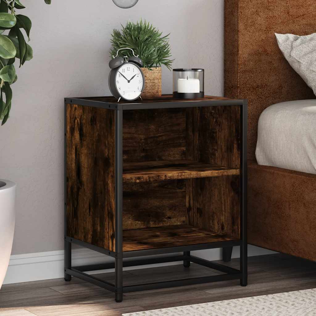 Bedside Cabinets 2 pcs Smoked Oak 40x31x50 cm Engineered Wood and Metal