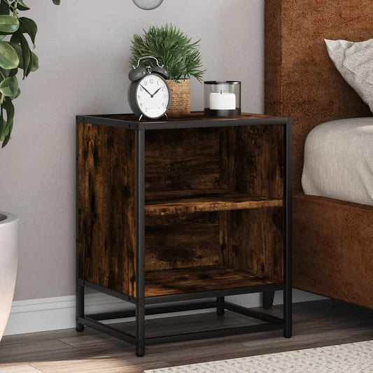 Bedside Cabinets 2 pcs Smoked Oak 40x31x50 cm Engineered Wood and Metal