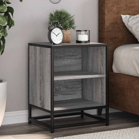 Bedside Cabinet Grey Sonoma 40x31x50 cm Engineered Wood and Metal