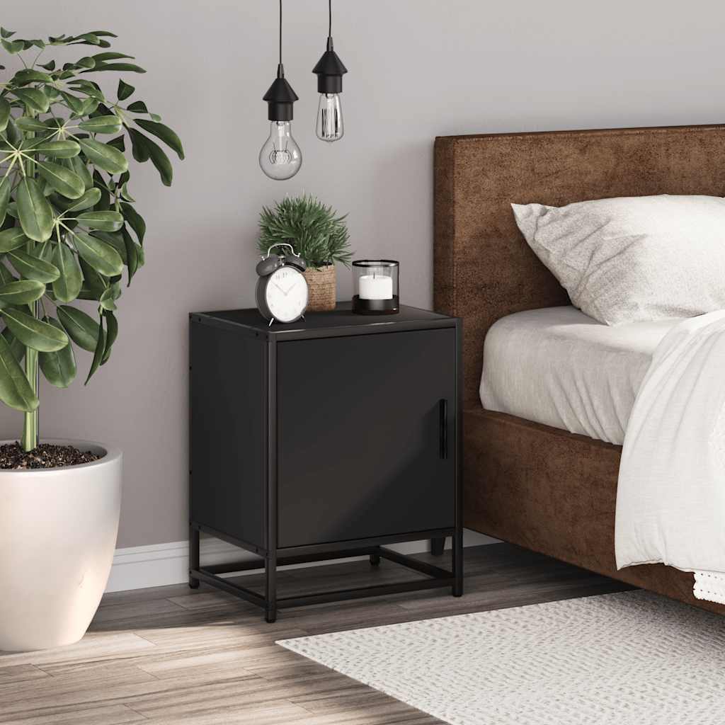 Bedside Cabinet Black 40x31x50 cm Engineered Wood and Metal