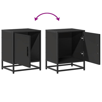 Bedside Cabinet Black 40x31x50 cm Engineered Wood and Metal