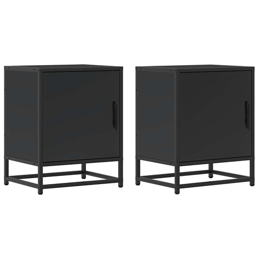 Bedside Cabinets 2 pcs Black 40x31x50 cm Engineered Wood&Metal