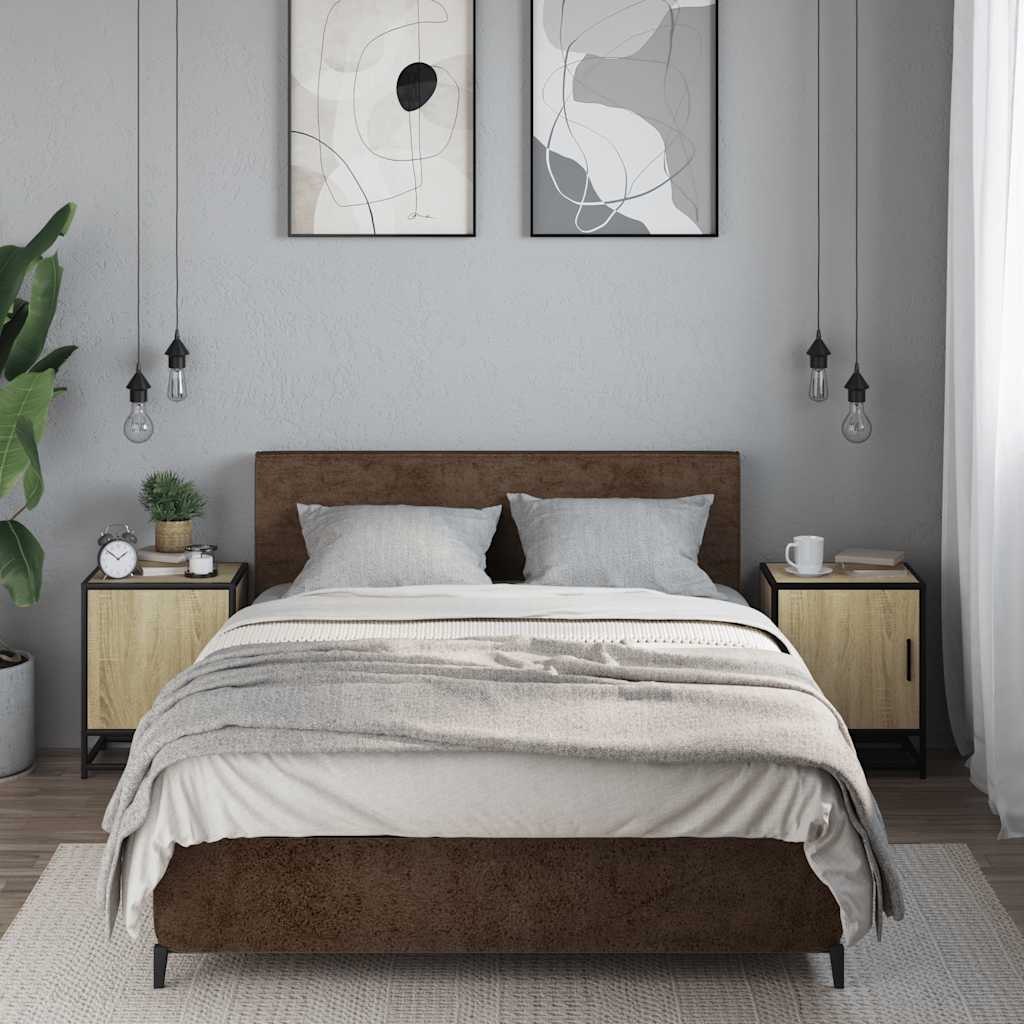 Bedside Cabinets 2 pcs Sonoma Oak 40x31x50 cm Engineered Wood and Metal