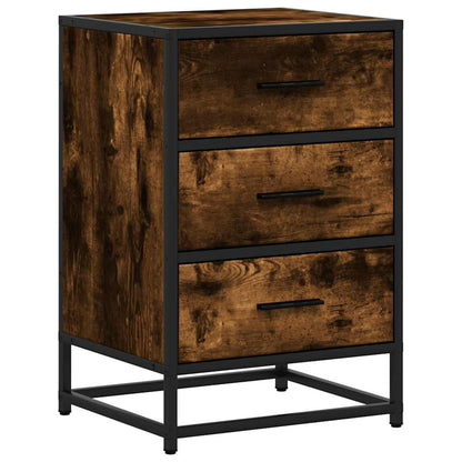 Bedside Cabinet Smoked Oak 40x34.5x60 cm Engineered Wood and Metal
