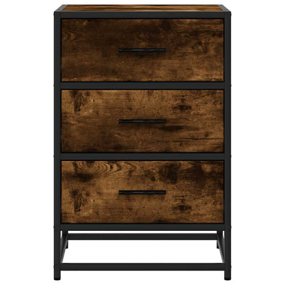 Bedside Cabinet Smoked Oak 40x34.5x60 cm Engineered Wood and Metal