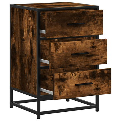 Bedside Cabinet Smoked Oak 40x34.5x60 cm Engineered Wood and Metal