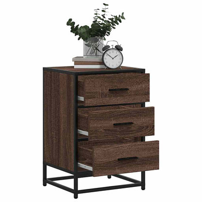 Bedside Cabinet Brown Oak 40x34.5x60 cm Engineered Wood and Metal