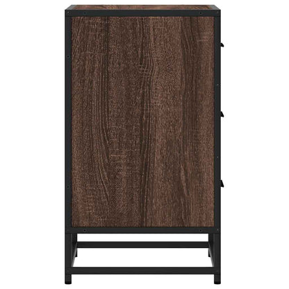 Bedside Cabinet Brown Oak 40x34.5x60 cm Engineered Wood and Metal