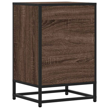 Bedside Cabinet Brown Oak 40x34.5x60 cm Engineered Wood and Metal