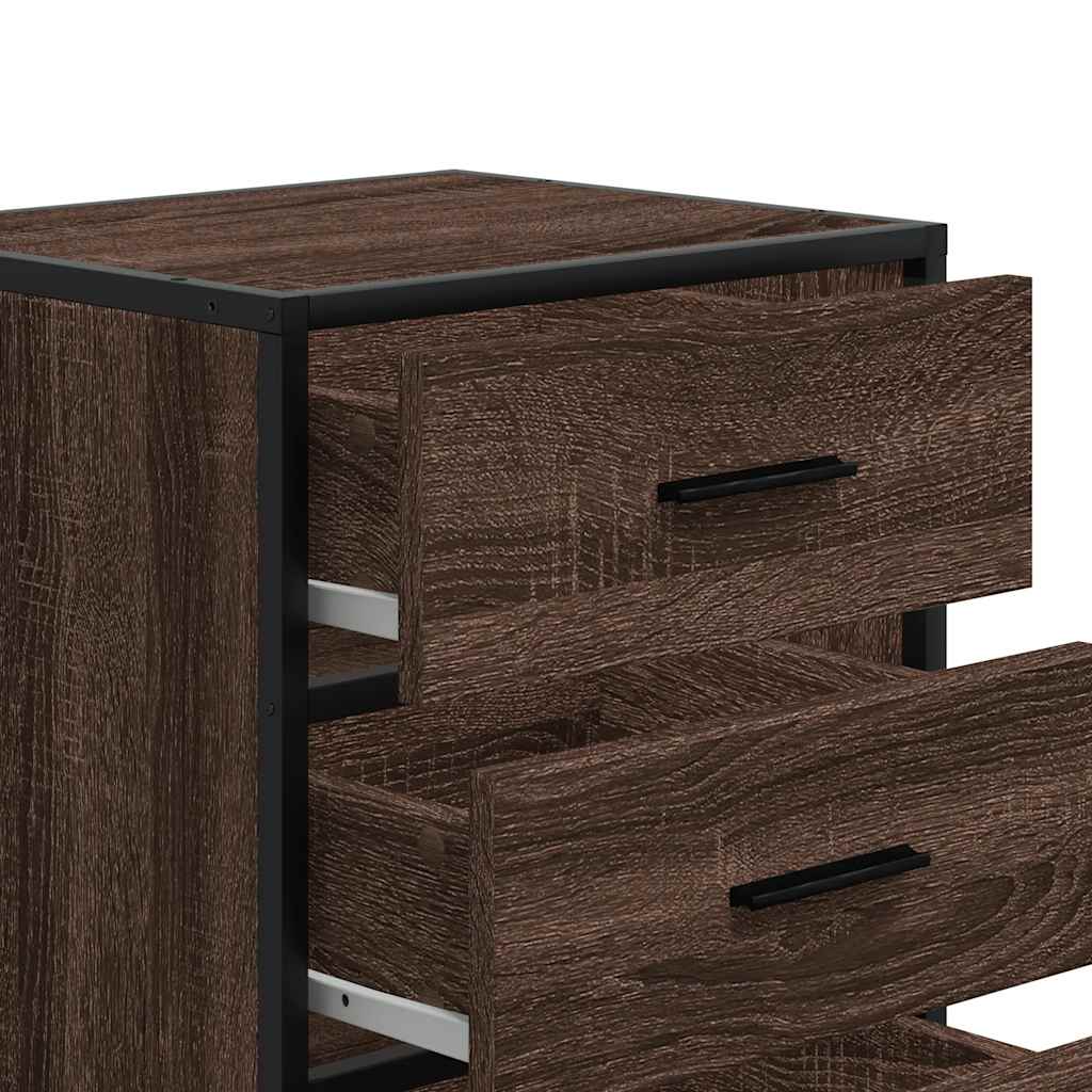 Bedside Cabinet Brown Oak 40x34.5x60 cm Engineered Wood and Metal