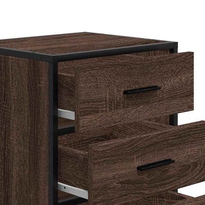 Bedside Cabinet Brown Oak 40x34.5x60 cm Engineered Wood and Metal