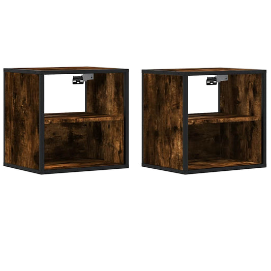Wall-mounted Bedside Cabinets 2 pcs Smoked Oak 40x31x39.5 cm