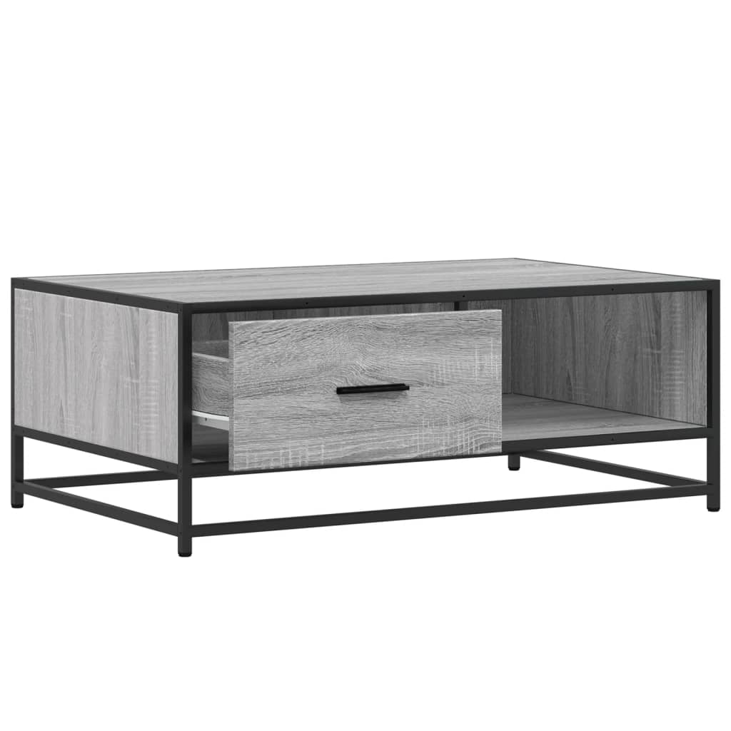 Coffee Table Grey Sonoma 90x57x35 cm Engineered Wood and Metal
