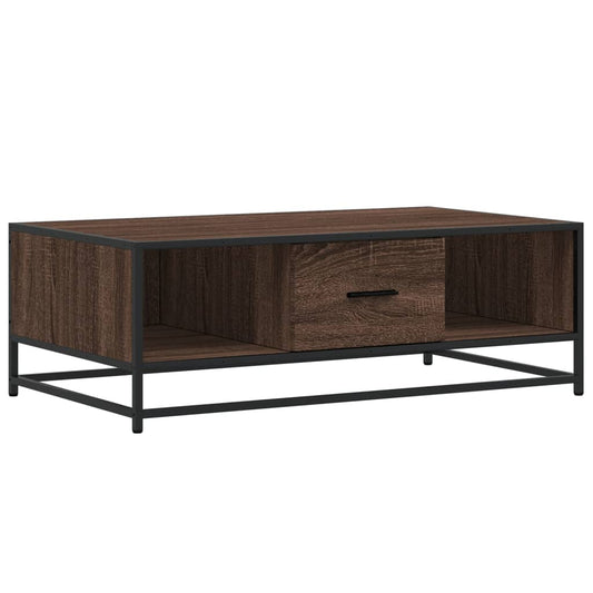 Coffee Table Brown Oak 100x57x35 cm Engineered Wood and Metal