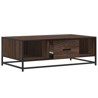 Coffee Table Brown Oak 100x57x35 cm Engineered Wood and Metal