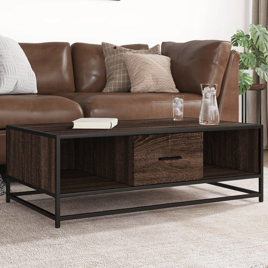 Coffee Table Brown Oak 100x57x35 cm Engineered Wood and Metal
