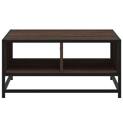 Coffee Table Brown Oak 60.5x60.5x30 cm Engineered Wood and Metal