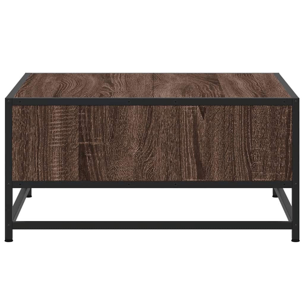 Coffee Table Brown Oak 60.5x60.5x30 cm Engineered Wood and Metal