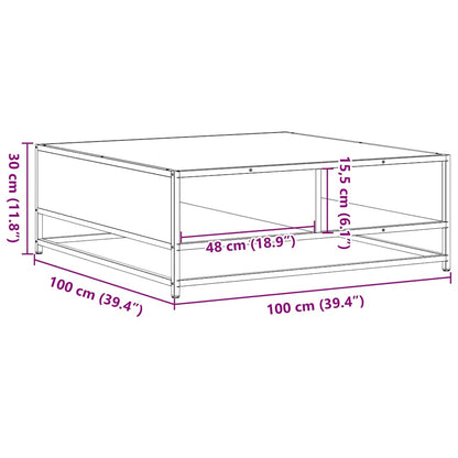 Coffee Table Black 100x100x30 cm Engineered Wood and Metal
