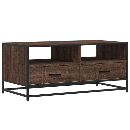 Coffee Table Brown Oak 100x50x45 cm Engineered Wood and Metal