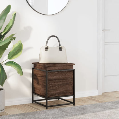 Storage Box with Lid Brown Oak 40x40x51.5 cm Engineered Wood