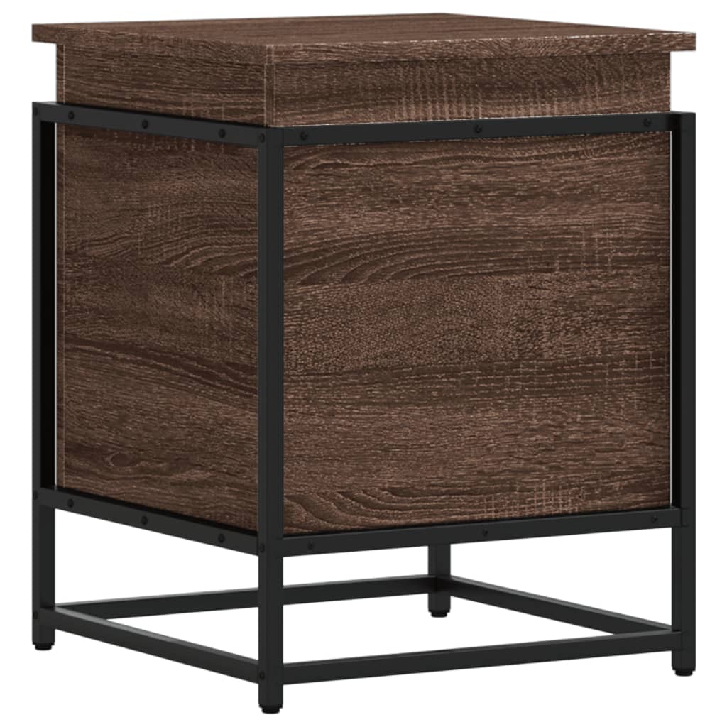 Storage Box with Lid Brown Oak 40x40x51.5 cm Engineered Wood