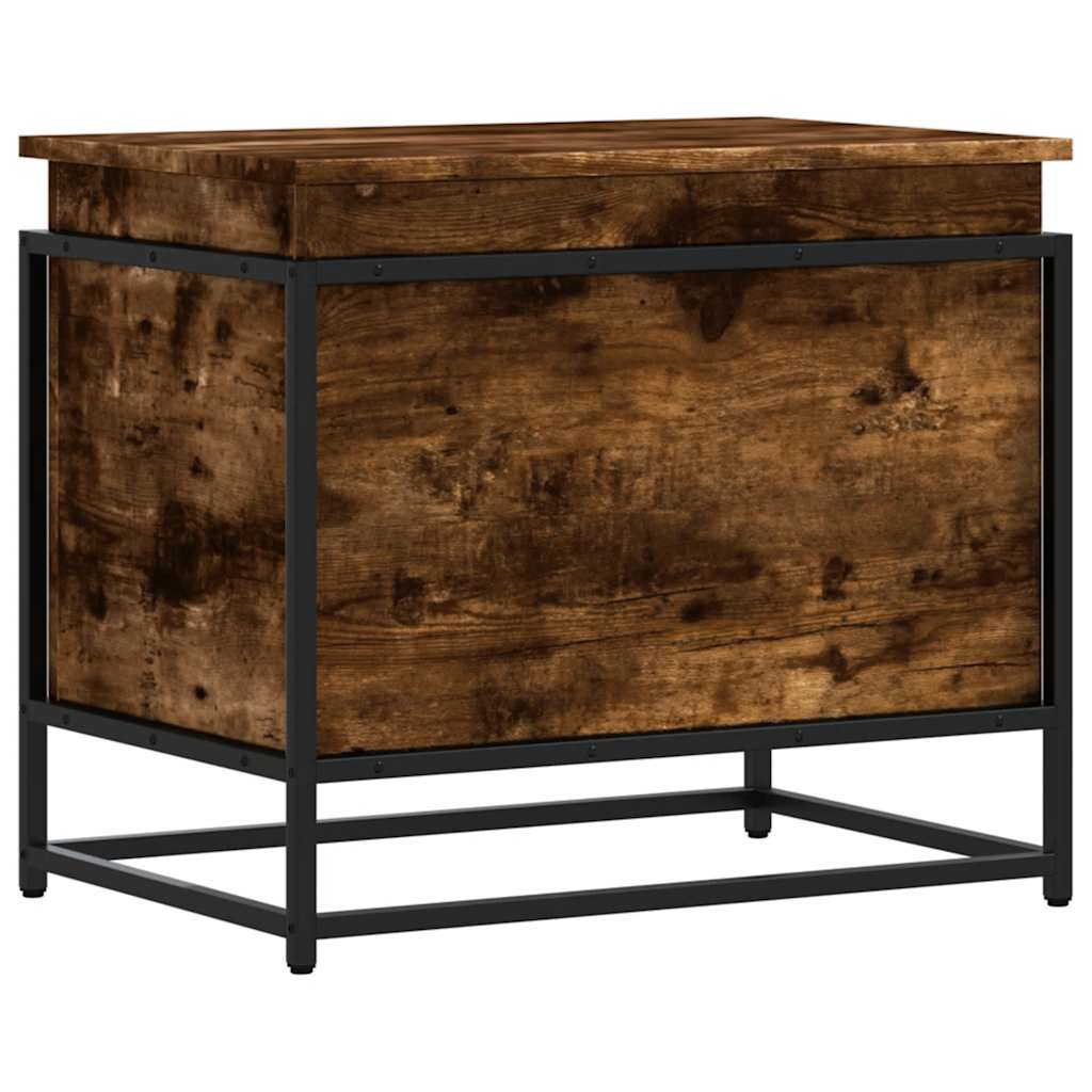 Storage Box with Lid Smoked Oak 60x40x51.5 cm Engineered Wood
