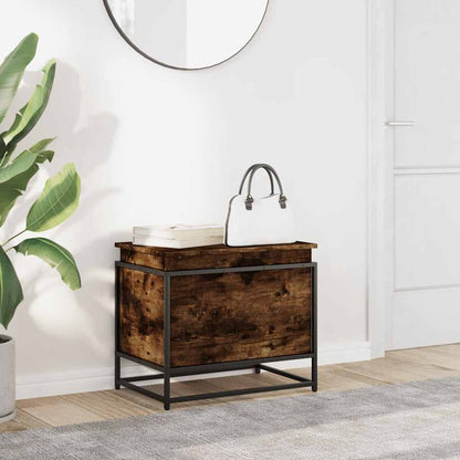 Storage Box with Lid Smoked Oak 60x40x51.5 cm Engineered Wood