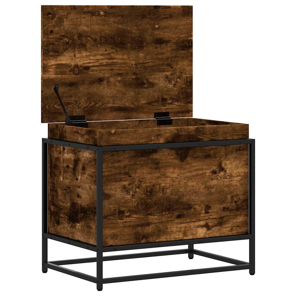 Storage Box with Lid Smoked Oak 60x40x51.5 cm Engineered Wood