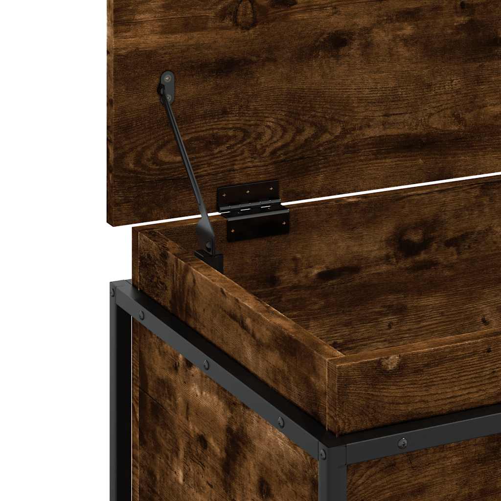 Storage Box with Lid Smoked Oak 60x40x51.5 cm Engineered Wood