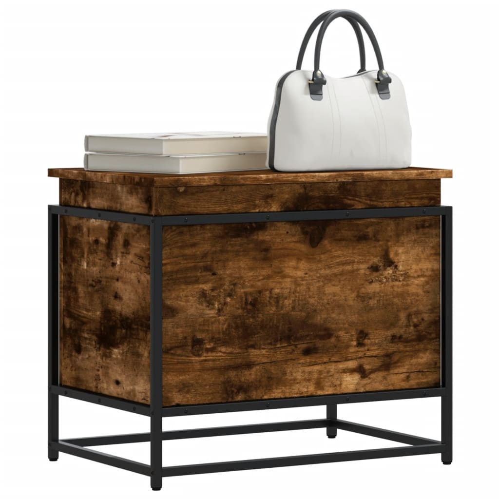 Storage Box with Lid Smoked Oak 60x40x51.5 cm Engineered Wood