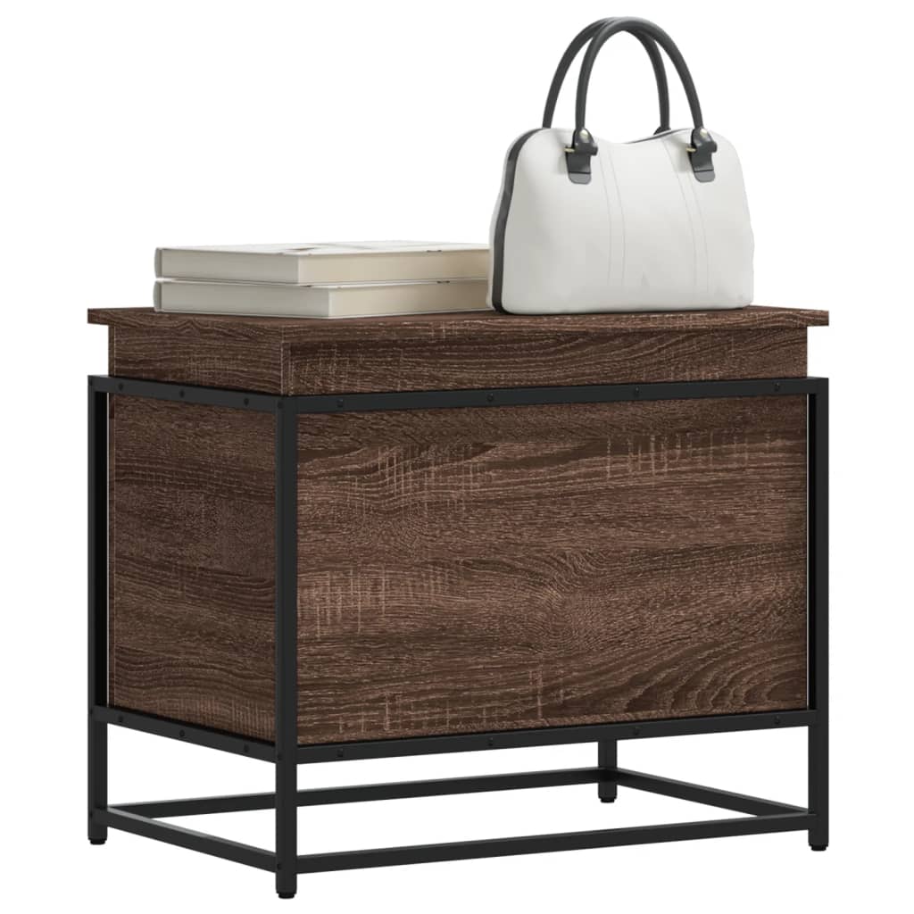 Storage Box with Lid Brown Oak 60x40x51.5 cm Engineered Wood
