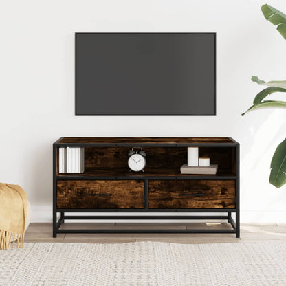 TV Cabinet Smoked Oak 80x34.5x40 cm Engineered Wood and Metal