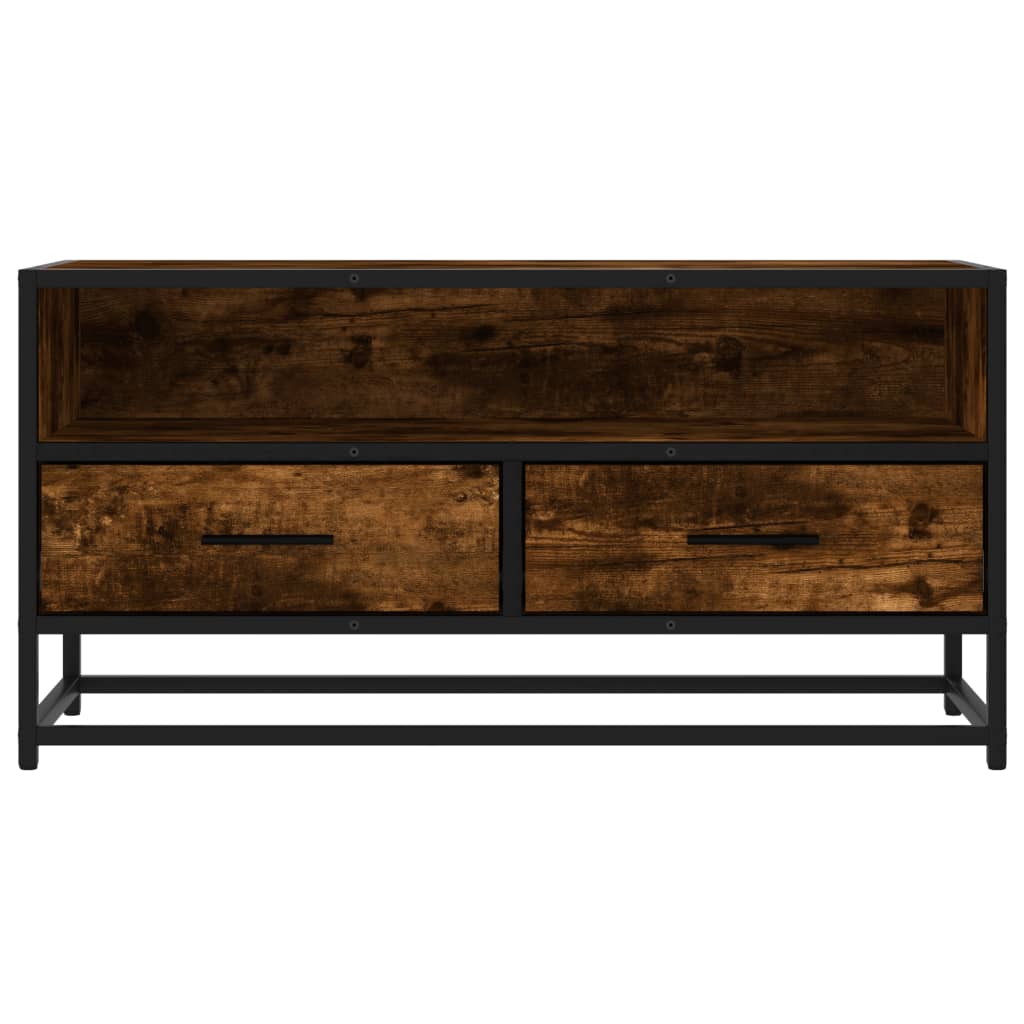 TV Cabinet Smoked Oak 80x34.5x40 cm Engineered Wood and Metal