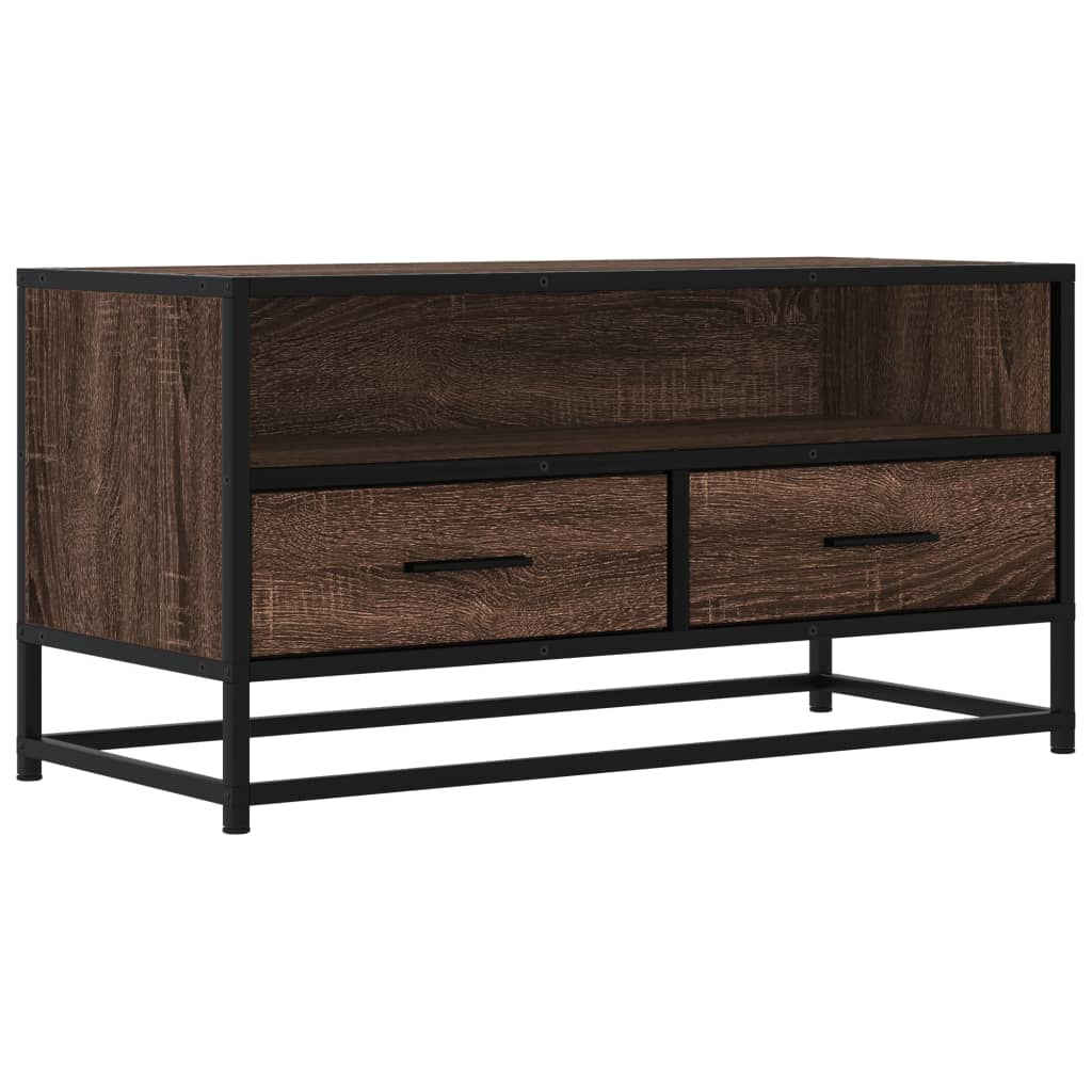 TV Cabinet Brown Oak 80x34,5x40 cm Engineered Wood and Metal