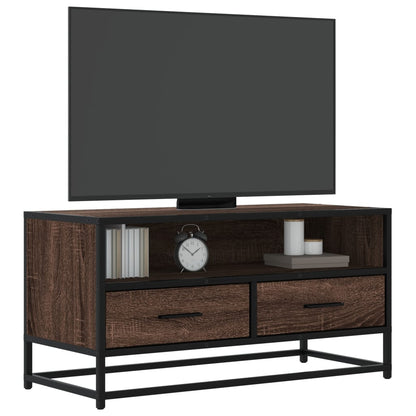 TV Cabinet Brown Oak 80x34,5x40 cm Engineered Wood and Metal