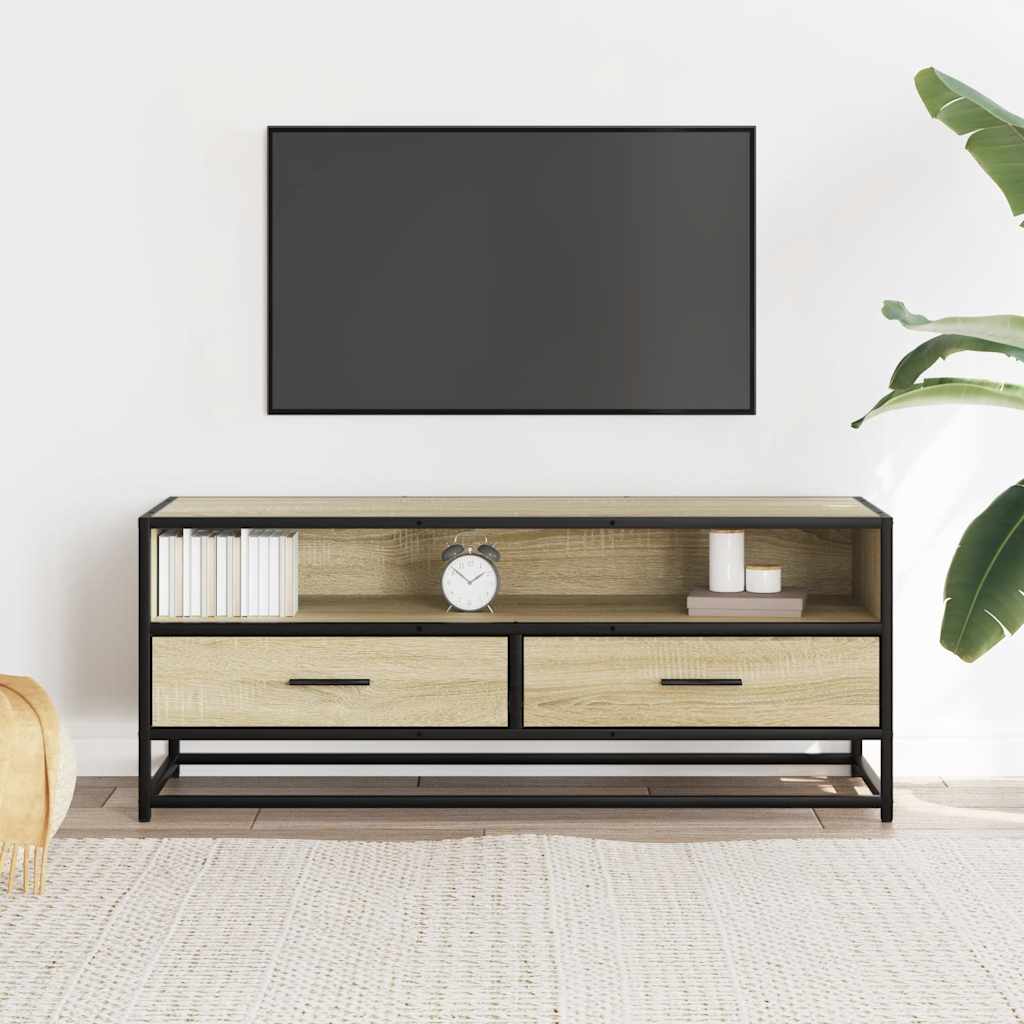 TV Cabinet Sonoma Oak 100x34.5x40 cm Engineered Wood and Metal