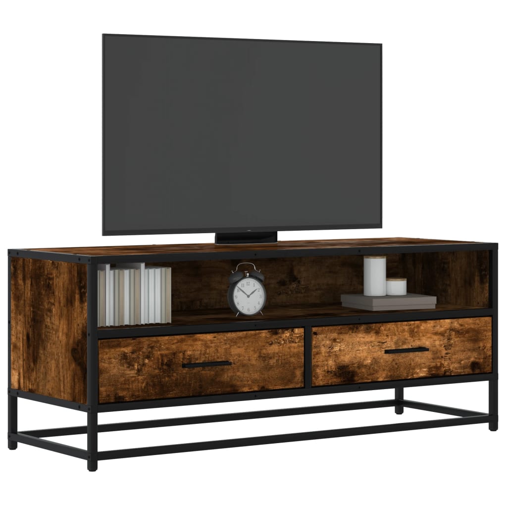 TV Cabinet Smoked Oak 100x34,5x40 cm Engineered Wood and Metal
