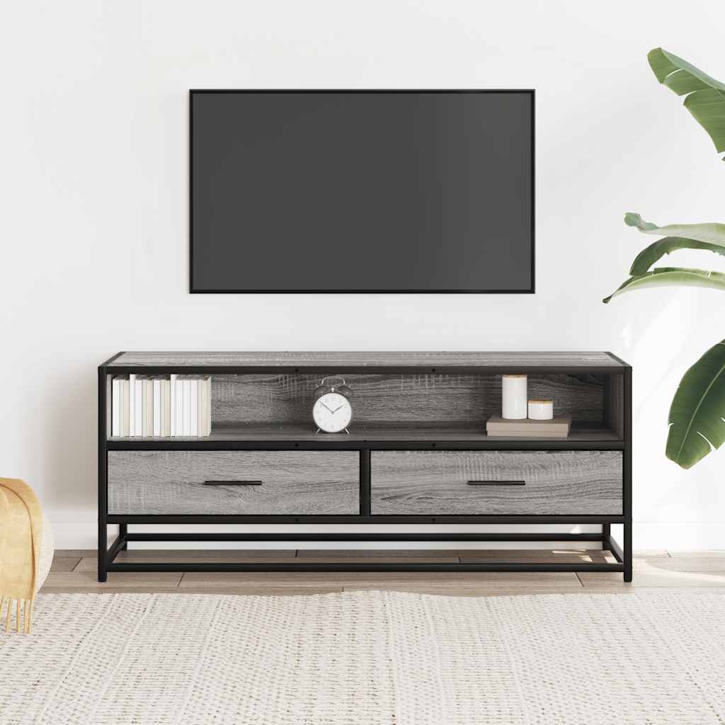 TV Cabinet Grey Sonoma 100x34.5x40 cm Engineered Wood and Metal