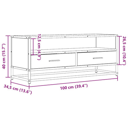 TV Cabinet Grey Sonoma 100x34,5x40 cm Engineered Wood and Metal