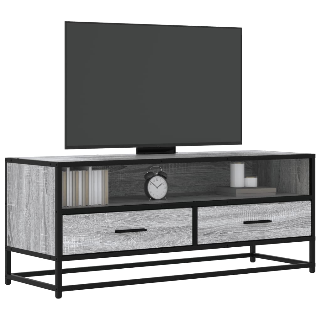 TV Cabinet Grey Sonoma 100x34.5x40 cm Engineered Wood and Metal