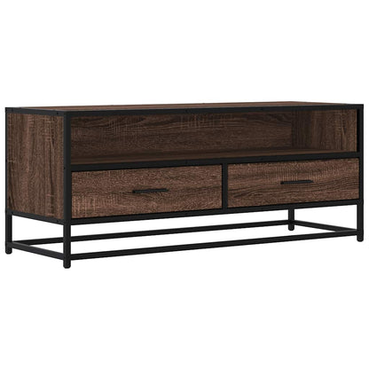 TV Cabinet Brown Oak 100x34,5x40 cm Engineered Wood and Metal